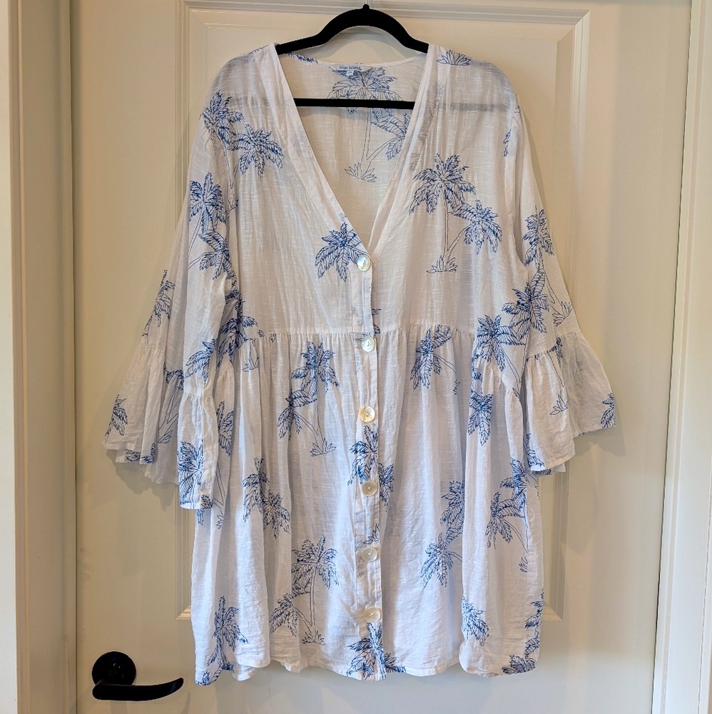 Blue Island Tropical Print Dress